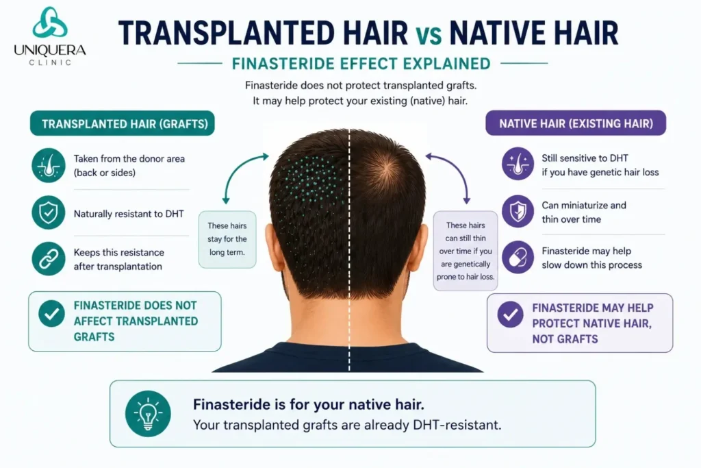 Do You Need Finasteride After Hair Transplant Surgery? 1 Transplanted hair vs native hair