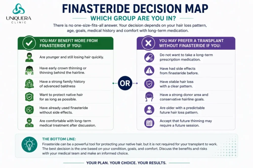 Do You Need Finasteride After Hair Transplant Surgery? 2 finasteride Decision map