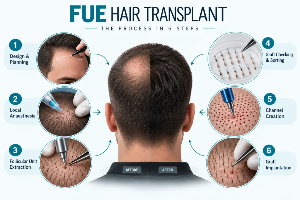 FUE Hair Transplant: How It Works and Who Is a Good Candidate 1 FUE Hair Transplant Work Step by Step