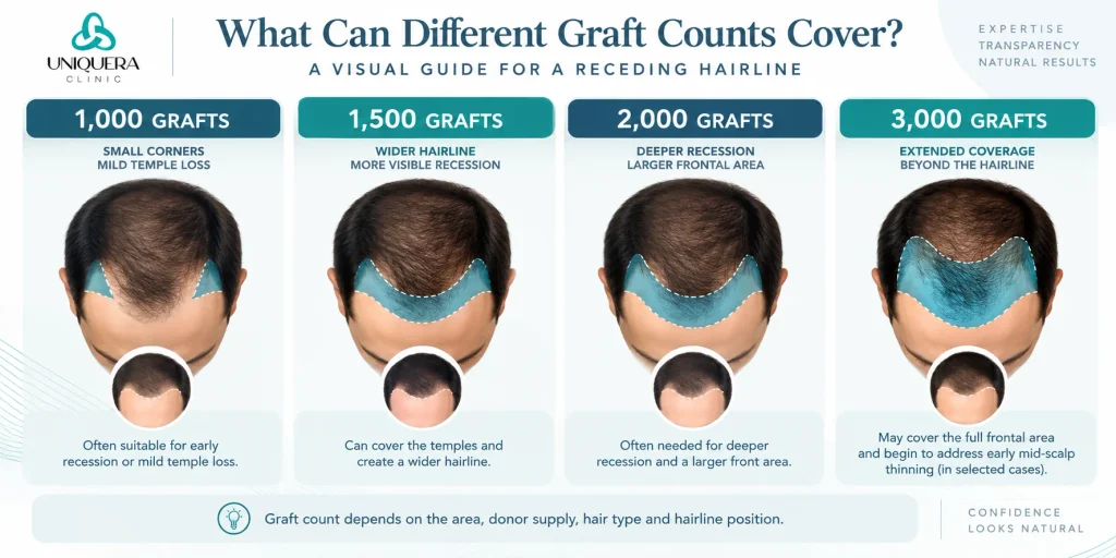 Is 1,000, 1,500, 2,000 or 3,000 grafts enough for a receding hairline?